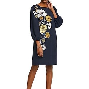 Ann Taylor Floral Puff Sleeve Dress M